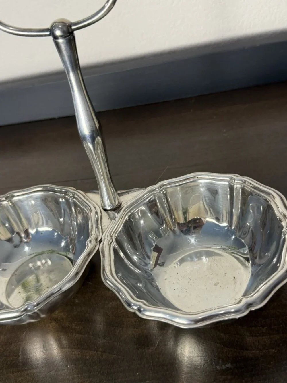 Vintage E&L Deffert Stainles Steel Double Condiment Server Relish Dish Germany